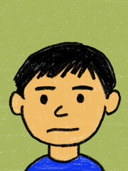 Cartoon kid drawing - Crayon - Hand drawn - Funny expression cartoon - Kindergarten - Expression - 