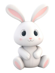 3D Rabbit Cartoon Character &ndash; Bunny Render Isolated PNG