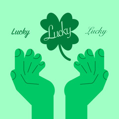 성패트릭데이 네잎클로버 행운 아이콘 일러스트 - Lucky Four-Leaf Clover Icon Illustration for St. Patrick’s Day,  Lucky Green Symbol Vector