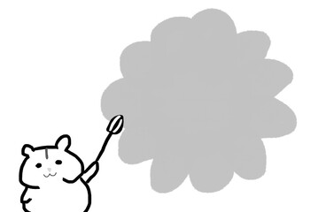 ハムちゃんのモノクロイラスト