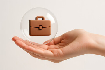 Insurance protection is symbolized by a briefcase within a bubble, ideal for articles on security, financial planning, and insurance services.