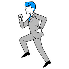 走るスーツの男性（横向き）