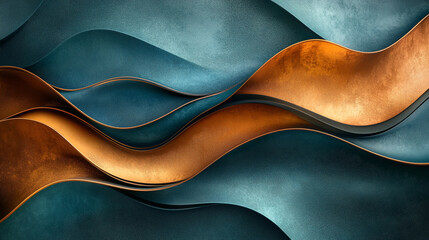 Smooth Metallic Luxurious Copper Flow Teal Velvet