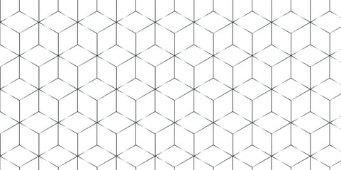 Fototapeta premium Abstract black square line hexagons seamless hexagon polygonal pattern background vector. seamless bright white abstract honeycomb background. 