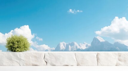 Outdoor balcony with mountain view