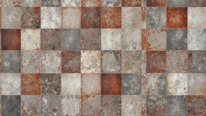 Rustic Checkerboard Tile Texture Brown, Grey, and Beige Tones