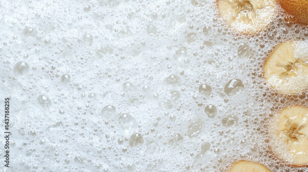 Poster fresh bunch of ripe bananas with a splash of water creating a refreshing and inviting scene