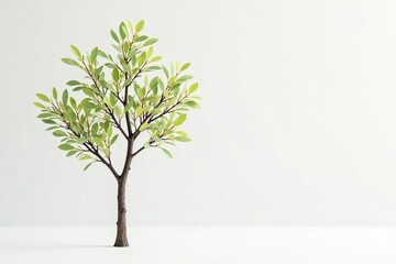 Obraz premium Small tree, delicate branches, stark white backdrop , vertical, photography