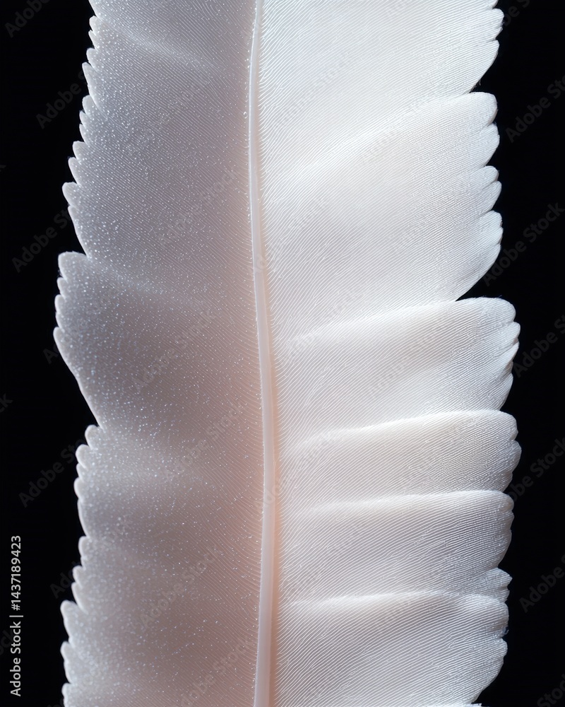 Poster delicate feather gracefully resting on a deep black background creating a striking visual contrast