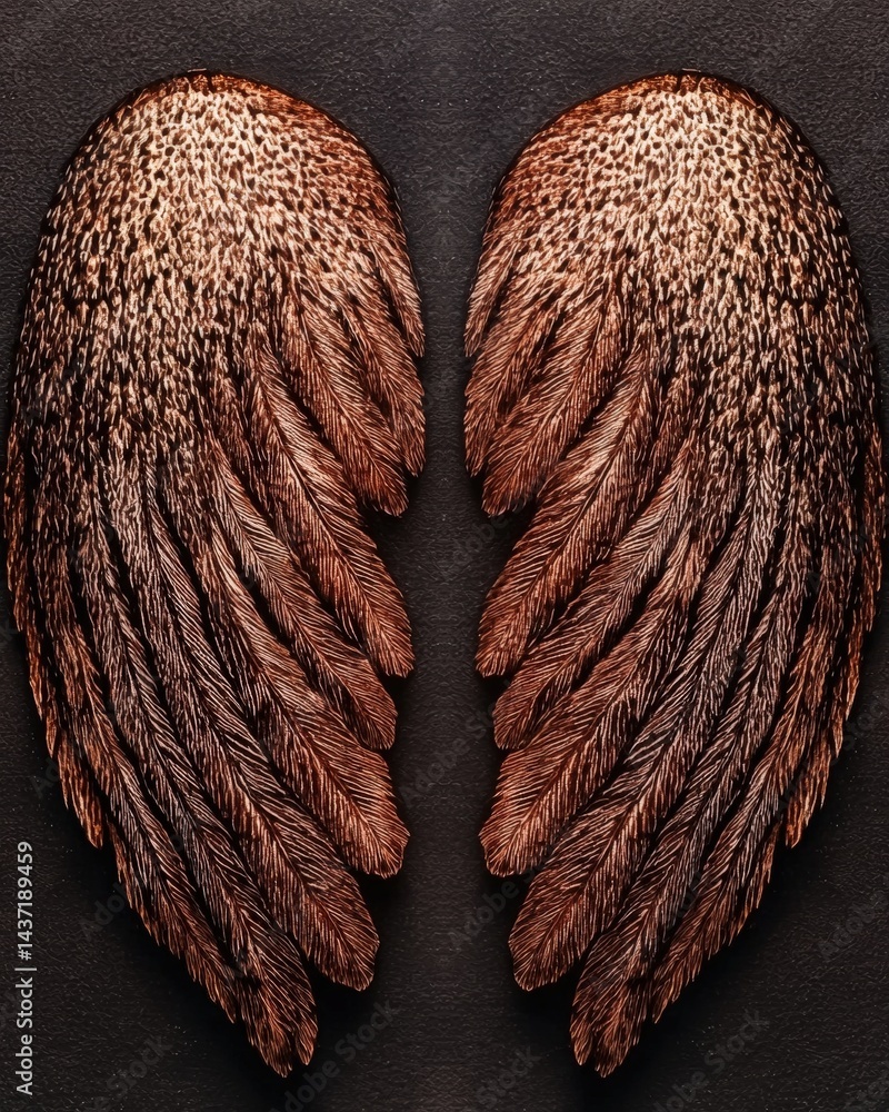 Poster two majestic wings spread out on a deep black background creating a powerful and striking image
