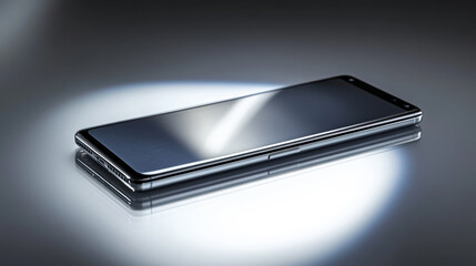 Sleek Slim Smartphone on Reflective Surface