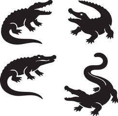 alligator silhouette vector sticker pack
