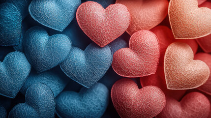 Obraz premium A vibrant backdrop of captivating love hearts, perfect for crafting heartfelt Valentine's Day cards, exuding a sense of romance and affection 