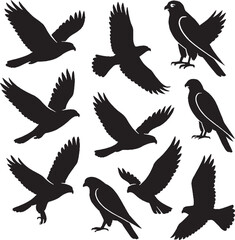 falcon silhouette vector sticker pack