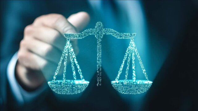 Justice in Hand: A poised hand cradles a radiant scale of justice, emanating a beacon of fairness, equality, and ethical conduct. A visual declaration of unwavering dedication to legal principles.