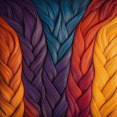 Bright and colorful background featuring a variety of different colored hair styles in a creative setup