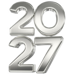 Number 2027 Silver 3D Rendering