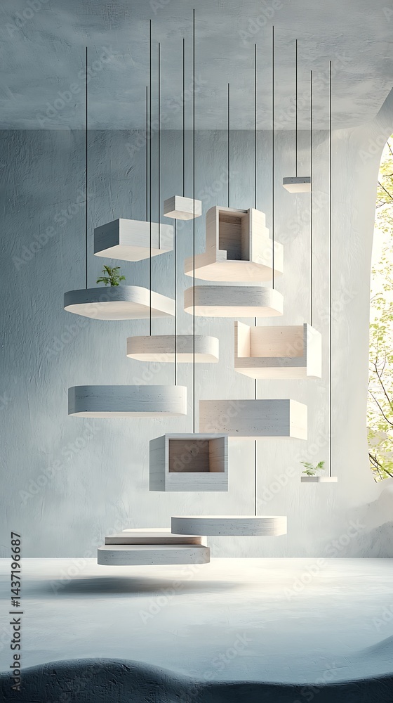 Poster Abstract floating architectural forms