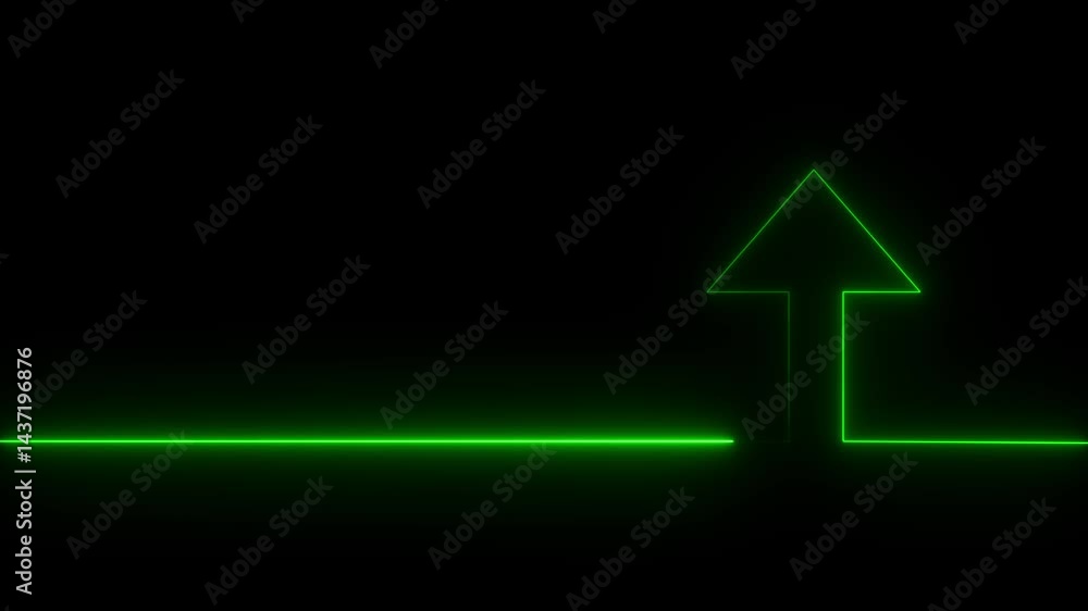 Poster neon arrow doing direction information animation on black background. abstract dynamic neon arrow ic