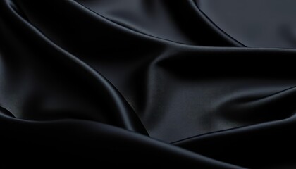 Obraz premium Deep black silk, subtly shimmering, elegant folds , luxury, opulent