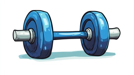 Naklejka premium Blue dumbbell workout fitness gym exercise