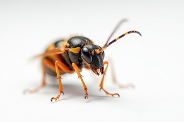 Close-up of single insect on pure white background, isolated insect, texture, wildlife photography