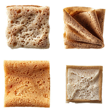 Sudanese Kisra Bread, Folded, White Background
