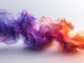 Soft gradient cloud of multicolored smoke blooming from one side, flowing diagonally with subtle transitions between vibrant tones, framed on a white field concept