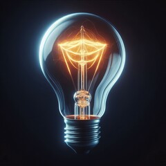 Electric light bulb sparking brightly in the middle of a dark space creating a contrast