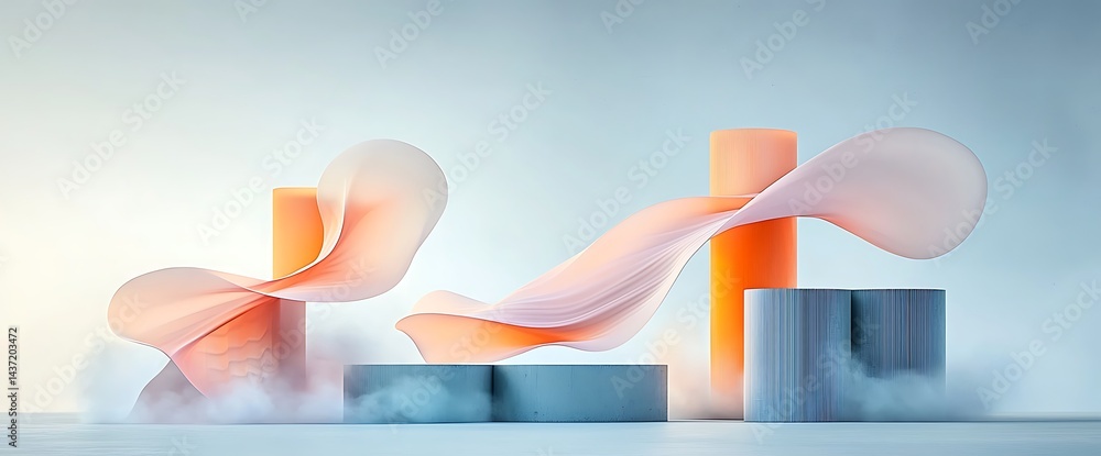 Poster abstract geometric display with soft colors