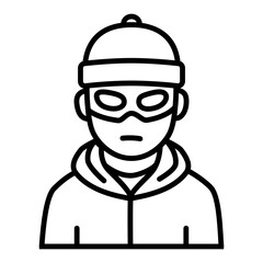 모자를 쓰고 눈을 가린 범죄자