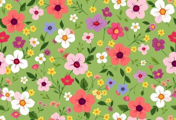Fototapeta premium Elegant liberty-style floral pattern; small colorful flowers, seamless background, spring bouquet, ditsy print, vector texture, copy space, botanical, flowers