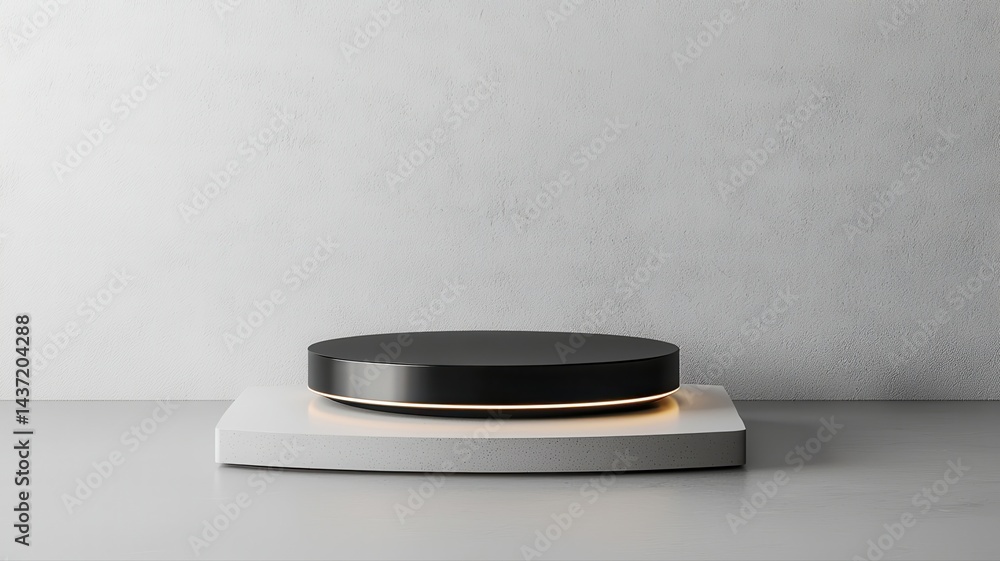Poster minimalist product display: black platform on white base product display platform podium minimalist