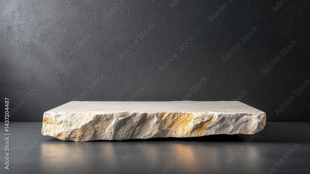 Poster stone block platform for product display stone platform product display dark gray wall modern block