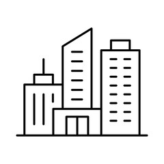 Buildings Line Editable Stroke Icon. Real Estate, City, Cityscape, House, Home, Apartment, Condominium, Hotel, Mall,  Town, Architecture Buildings Icons Vector Illustration