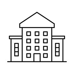 Buildings Line Editable Stroke Icon. Real Estate, City, Cityscape, House, Home, Apartment, Condominium, Hotel, Mall,  Town, Architecture Buildings Icons Vector Illustration