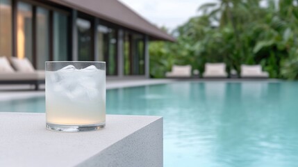 Naklejka premium Refreshing iced drink by a pool