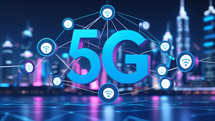 Fototapeta premium 5G Technology: Next-Generation Wireless Network for Ultra-Fast Connectivity and Low-Latency Communication