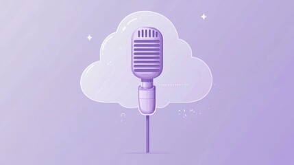 Podcast microphone cloud background