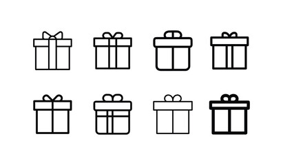 Set of outline gift box Isolated vector on white background