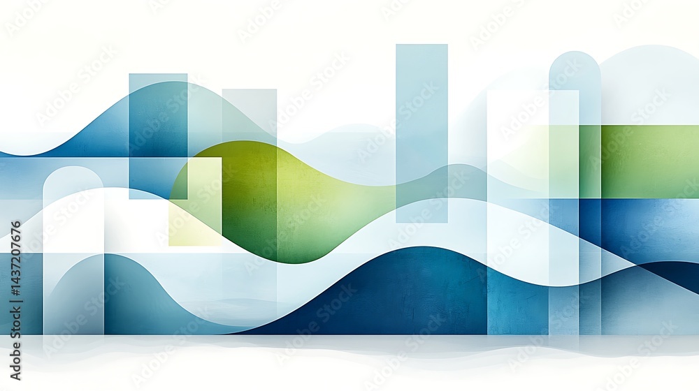 Poster abstract geometric shapes with soft color gradients