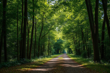 Obraz premium path in the middle of a lush green forest