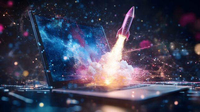 Digital innovation launching a space exploration mission.