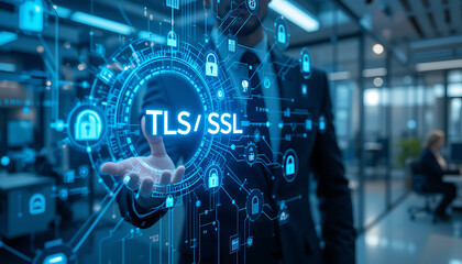 Fototapeta premium TLS/SSL Virtual Interface: Secure Communication Protocol for Encrypted Data Transmission Over Networks