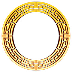 Golden traditional korean circle frame 3d