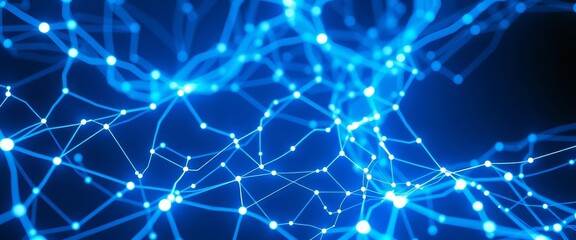 Abstract blue glowing network texture, futuristic digital technology background, light,  space