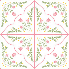 Series of beautiful cottagecore tiles seamless pattern with floral flower motifs for background wallpaper print wrapping paper fabric textile