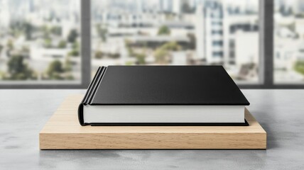 Black Book on Wooden Stand book black white pages wooden stand light city window indoors eye-level