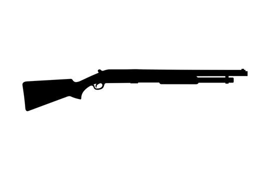 Pump shotgun silhouette vector flat illustration design.
