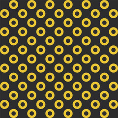 Retro-inspired minimalist vector pattern with circular grid and polka dots. Seamless geometric background featuring circles, perfect for printing applications and design projects